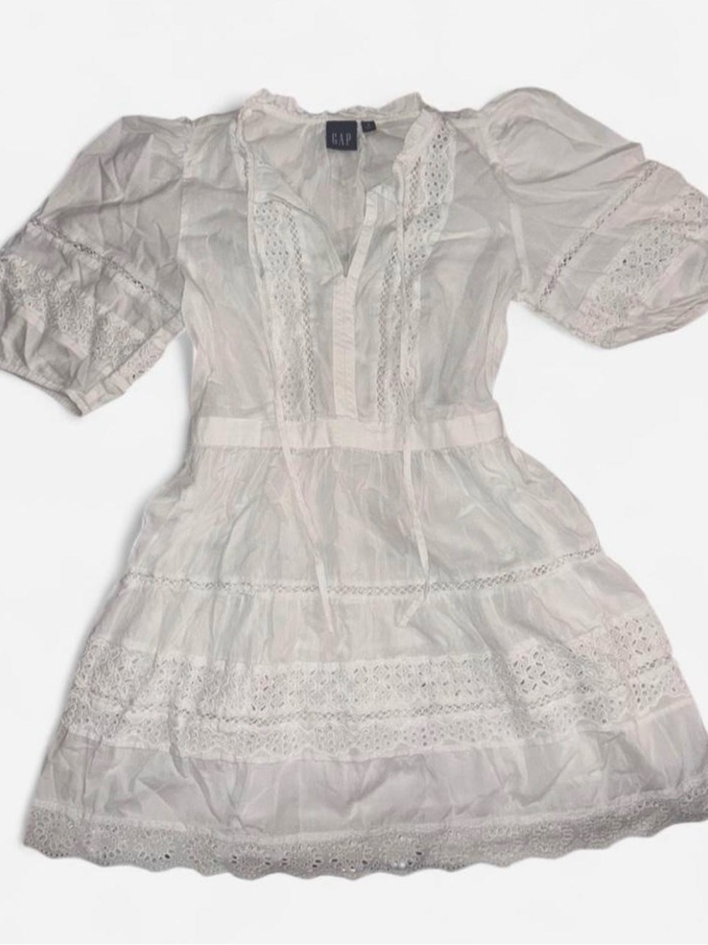 GAP White Eyelet Tiered Mini Dress